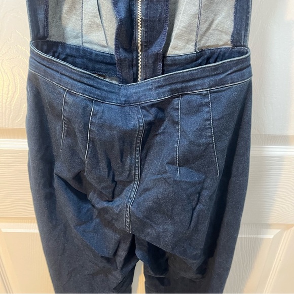 Free People CRVY 2nd Ave One Piece Denim Jumpsuit Backless Curvy Dark Wash 8 - Picture 4 of 12